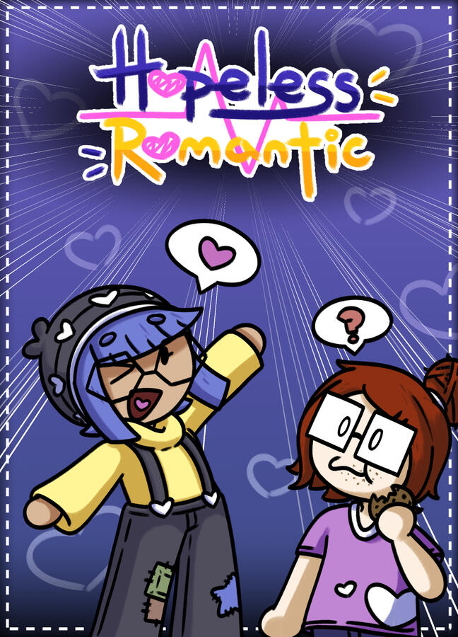 Cover art of an up-and-coming romance comedy comic I'm working on, named "Hopeless Romantic".