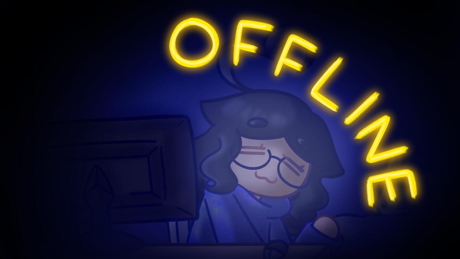 Offline screen for Twitch featuring older art of myself.